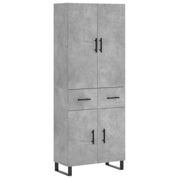 Vidaxl Visoka komoda betonsko siva 69,5x34x180 cm inženirski les