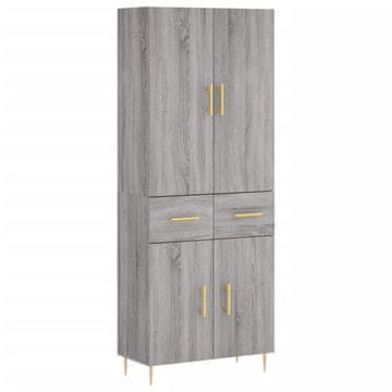 Vidaxl Visoka komoda siva sonoma 69,5x34x180 cm inženirski les