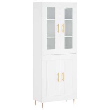 Vidaxl Visoka omara bela 69,5x34x180 cm inženirski les
