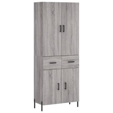 Vidaxl Visoka komoda siva sonoma 69,5x34x180 cm inženirski les