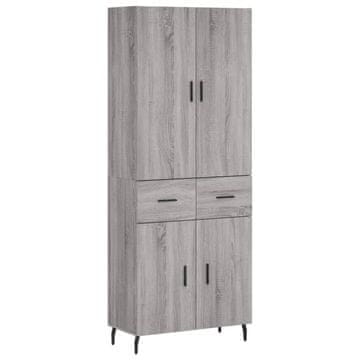 Vidaxl Visoka komoda siva sonoma 69,5x34x180 cm inženirski les