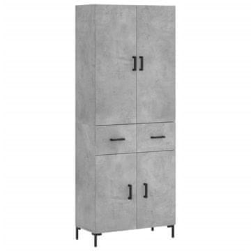 Vidaxl Visoka komoda betonsko siva 69,5x34x180 cm inženirski les