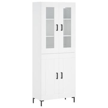 Vidaxl Visoka omara bela 69,5x34x180 cm inženirski les