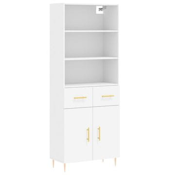 Vidaxl Visoka omara bela 69,5x34x180 cm inženirski les