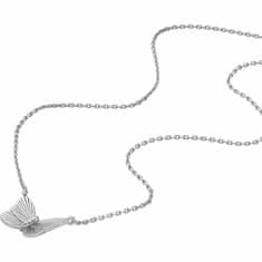 Fossil Decent srebrna ogrlica z metulji s kristali JFS00619040