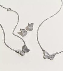 Fossil Decent srebrna ogrlica z metulji s kristali JFS00619040