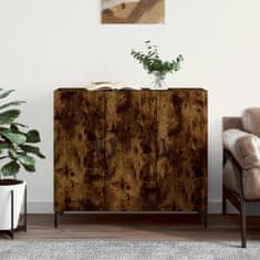 Vidaxl Komoda dimljeni hrast 90x34x80 cm konstruiran les