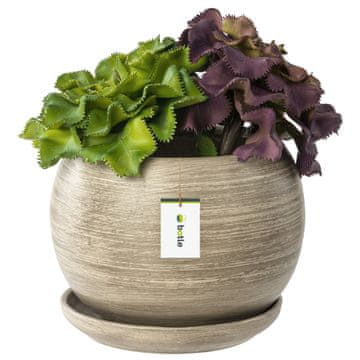 botle Cvetlični lonček Cvetlični lonec Betonska krogla Cvetlična skleda s krožničkom okrogel ŠxV 140 mm x 130 mm površina mat keramika moderen glamur