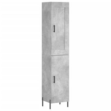 Vidaxl Visoka omara betonsko siva 34,5x34x180 cm inženirski les