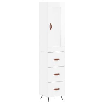 Vidaxl Visoka omara visok sijaj bela 34,5x34x180 cm inženirski les