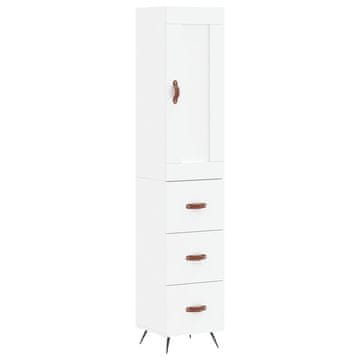 Vidaxl Visoka omara bela 34,5x34x180 cm inženirski les