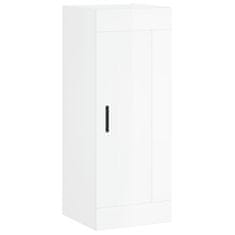 Vidaxl Visoka omara visok sijaj bela 34,5x34x180 cm inženirski les