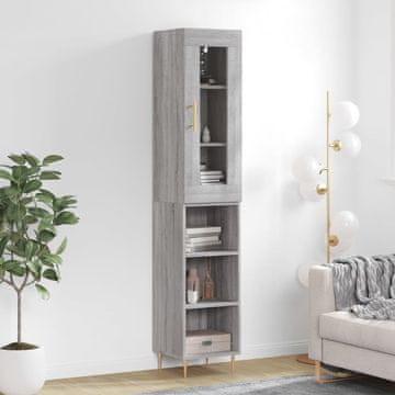 Vidaxl vidaXL Visoka omarica, siva, hrast sonoma, 34,5 x 34 x 180 cm