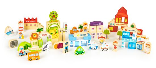 Greatstore Izobraževalni leseni bloki zoo city 120 el.