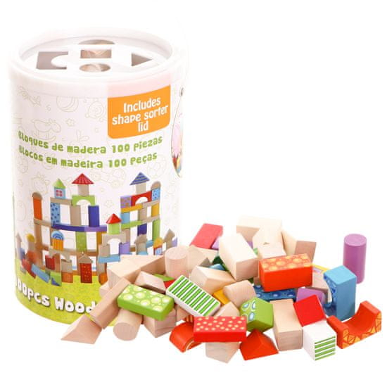 Greatstore Barvne lesene kocke 100 kosov Ecotoys
