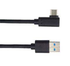PremiumCord Kabel USB tipa C/M z ukrivljenim priključkom 90° - USB 3.0 A/M, 1 m