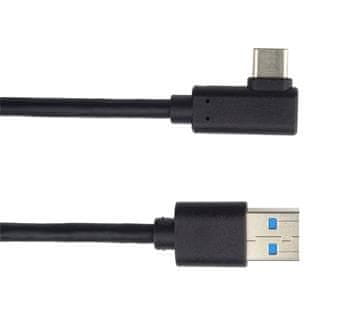 PremiumCord Kabel USB tipa C/M z ukrivljenim priključkom 90° - USB 3.0 A/M, 1 m