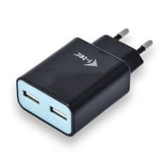 I-TEC omrežni polnilec 2x USB-A 2,4A, črn