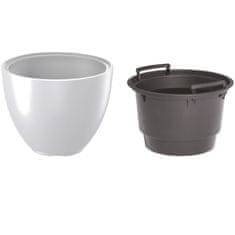 botle Velik cvetlični lonec 57 cm V: 43,5 cm okrogel bel z vložkom lonec za rastline lonec za rastline terasa vrt balkon stilsko sodobno elegantno prostornina 56 l plastična zunanja UV odporna notranja