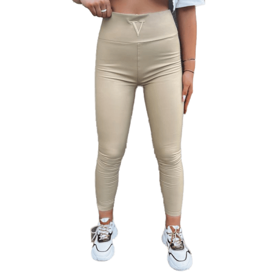 Dstreet Ženske voščene hlače VALENTIS beige uy1557