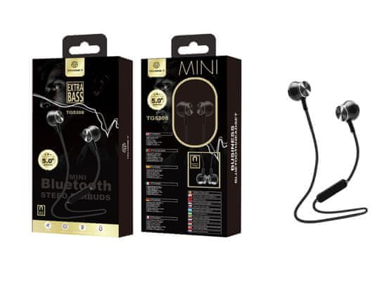 HugoShop Črne mini športne Bluetooth slušalke TECHANCY
