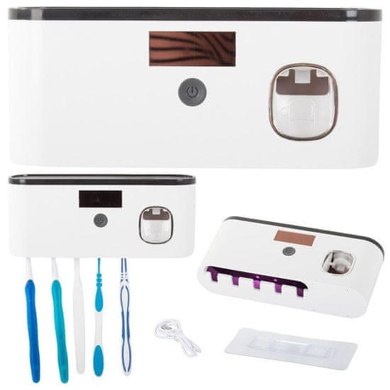 Verkgroup 3v1 aku. solarni 1200mAh stenski dozator zobne paste in UV sterilizator zobnih krtačk