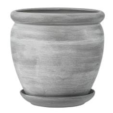 botle Cvetlični lonec siv betonski cvetlični lonec s krožnikom okrogel DxV 220 mm x 240 mm površina mat keramika moderen glamur