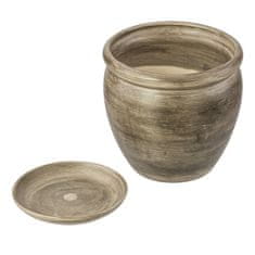 botle Cvetlični lonec temen betonski cvetlični lonec s krožničkom okrogel DxV 220 mm x 240 mm površina mat keramika moderen glamur