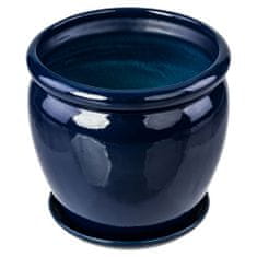 botle Cvetlični lonec kobalt granat cvetlični lonec s krožničkom okrogel DxV 280 mm x 305 mm površina sijaj keramika moderen glamur