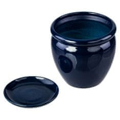 botle Cvetlični lonec kobalt granat cvetlični lonec s krožničkom okrogel DxV 280 mm x 305 mm površina sijaj keramika moderen glamur
