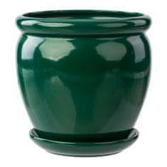 botle Cvetlični lonec steklenica zelen cvetlični lonec s krožničkom okrogel DxV 280 mm x 305 mm površinski sijaj keramika moderen glamur