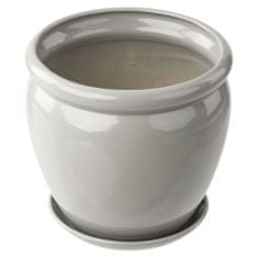 botle Cvetlični lonec svetlo siv cvetlični lonec s krožnikom okrogel DxV 280 mm x 305 mm površinski sijaj keramika moderen glamur
