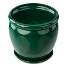 botle Cvetlični lonec steklenica zelen cvetlični lonec s krožničkom okrogel DxV 280 mm x 305 mm površinski sijaj keramika moderen glamur