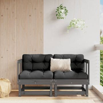 Vidaxl vidaXL Kotni sedeži z blazinami, komplet 2 kosov, sivi, borovina