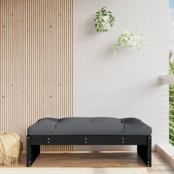 Vidaxl vidaXL Vrtni stolček za noge črne barve 120x80 cm masivni borov les