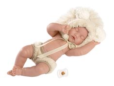 Llorens 63203 NEW BORN DOLL - speča realistična lutka dojenčka z vinilnim telesom - 31 cm