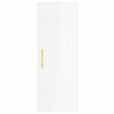Vidaxl Visoka omara visok sijaj bela 34,5x34x180 cm inženirski les