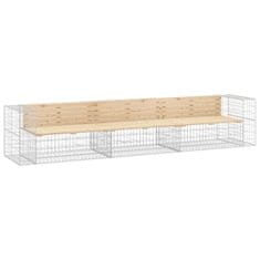 Greatstore Vrtna gabionska klop 347x71x65,5 cm trdna borovina