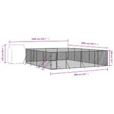 Vidaxl Zunanja pasja ograda s streho srebrna 10x10x2,5 m pocink. jeklo