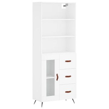 Vidaxl Visoka omara bela 69,5x34x180 cm inženirski les