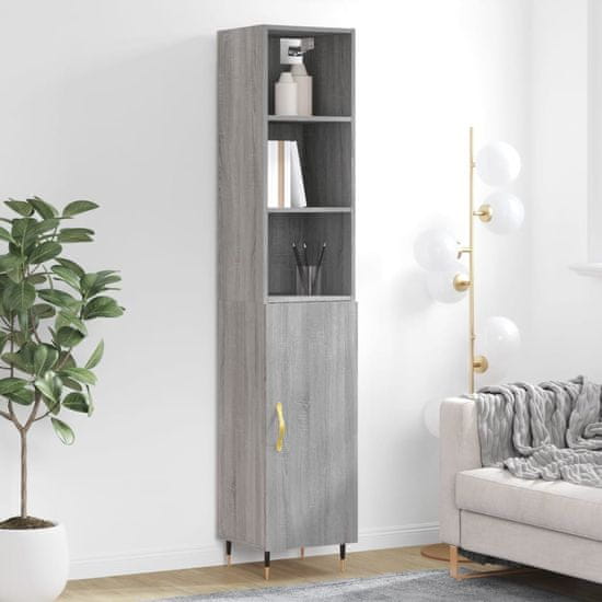 Vidaxl Visoka omara siva sonoma 34,5x34x180 cm inženirski les
