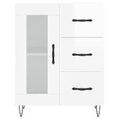 Vidaxl Visoka komoda visok sijaj bela 69,5x34x180 cm inženirski les