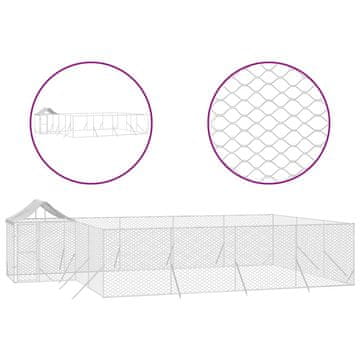 Vidaxl Zunanja pasja ograda s streho srebrna 10x6x2,5m pocinkano jeklo