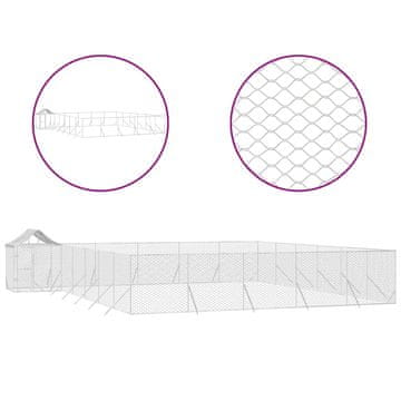 Vidaxl Zunanja pasja ograda s streho srebrna 12x12x2,5 m pocink. jeklo