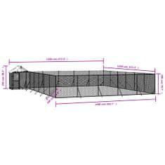 Vidaxl Zunanja pasja ograda s streho srebrna 12x12x2,5 m pocink. jeklo