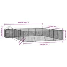 Vidaxl Zunanja pasja ograda s streho srebrna 10x8x2,5m pocinkano jeklo