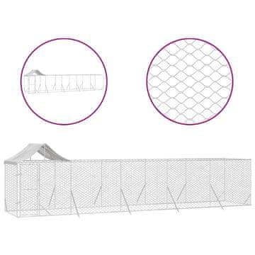 Vidaxl Zunanja pasja ograda s streho srebrna 10x2x2,5m pocinkano jeklo