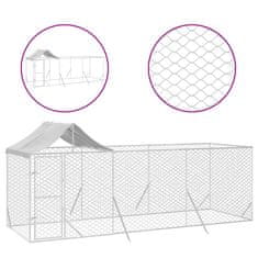 Vidaxl Zunanja pasja ograda s streho srebrna 6x2x2,5 m pocinkano jeklo