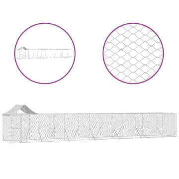 Vidaxl Zunanja pasja ograda s streho srebrna 14x2x2,5m pocinkano jeklo