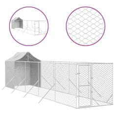 Vidaxl Zunanja pasja ograda s streho srebrna 2x10x2,5m pocinkano jeklo